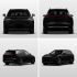 Four views (front, rear, side - rear, side - front) of a black Xpeng electric SUV.