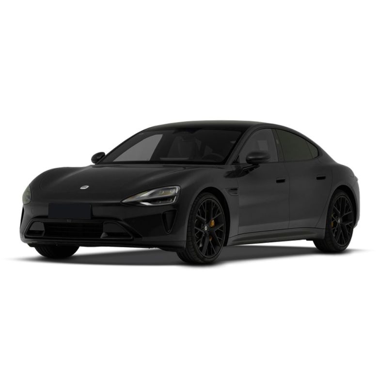 Black electric sedan with a sporty design.