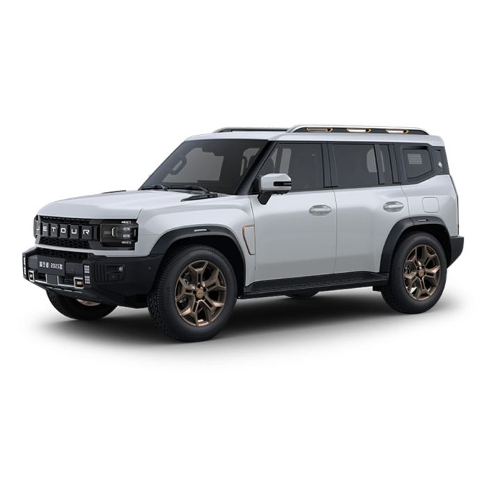 A white off - road SUV with bronze - colored wheels.