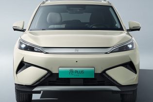 Front view of a light - colored BYD Yuan Plus electric SUV.