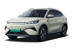 A light - colored BYD Yuan Plus electric SUV.