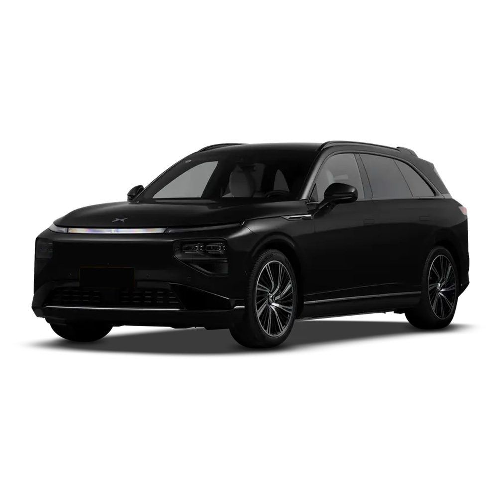 A black Xpeng electric SUV with a sleek, modern design.