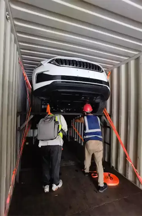 Jinyu‘ Autos' China export Cars are being crated at the terminal.