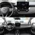 Interior of a toyota corolla 2024, showcasing the dashboard, steering wheel, central display screen, and control panel from different angles.