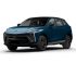 A deep blue SUV with a black roof, presented at a dynamic angle against a plain white background, highlighting its modern, sleek design and stylish black alloy wheels.