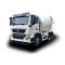 A white HOWO concrete mixer truck with a large rotating drum.