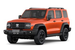 An orange off - road SUV with black accents.