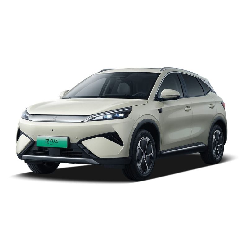 A light - colored BYD Yuan Plus electric SUV.