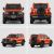 Four views (front, rear, side - front, side - rear) of an orange off - road SUV.
