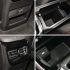 A collage of a car's interior details: a charging port, center console storage, rear air vents, and a USB port, showcasing functional and sleek design elements.