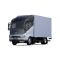 Side view of a light blue BYD T5 box truck with a black cab, isolated on a white background.