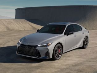 Three-quarter view of the front side of the 2026 Lexus IS 350 F SPORT