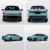 Four views (front, rear, side - rear, side - front) of a light blue Volkswagen sedan.