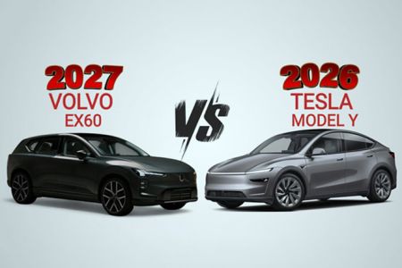 Head-to-head comparison of new Volvo EX60 and Tesla Model Y EV crossovers
