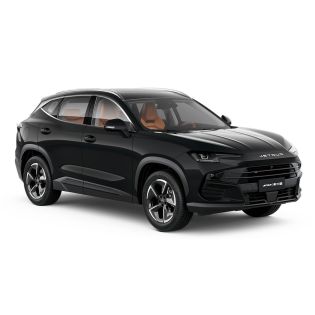 A black Jetour Dashing SUV with orange interior seats.