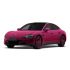 A bright pink xiaomi SU7 with matching pink wheels.