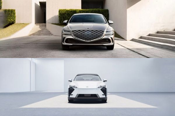 Front view of the 2026 Lexus ES and Genesis G80