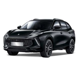 A black SUV with a bold grille and sleek LED headlights, presented against a plain white background to highlight its modern and dynamic design.