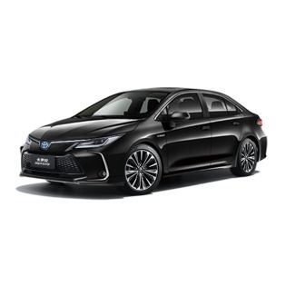 A black Toyota Corolla sedan.