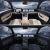Two different interior designs of a Geely car, with a mountain landscape view outside.