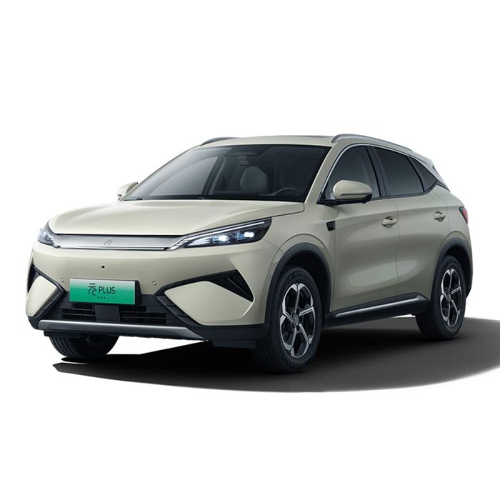 A light - colored BYD Yuan Plus electric SUV.