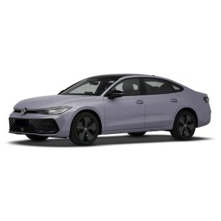 A light purple Volkswagen sedan with black wheels, featuring a modern and sleek design.