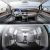 A car’s interior display features a luxurious dashboard with dual screens and quilted leather, plus a spacious rear area with a panoramic sunroof, emphasizing comfort and modern design.