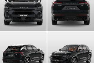 Four views of a black Jetour SUV.