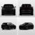 Four views (front, rear, side - rear, side - front) of a black Xpeng electric SUV.