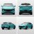 Four views of a turquoise Fengon SUV, displaying front, rear, and two side angles, highlighting its sleek design and modern aesthetics against a plain background.