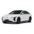 A white electric sedan with a sleek, modern design, featuring a black roof, distinctive headlights, and black alloy wheels, presented against a plain white background.