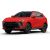 A vibrant red SUV with a black roof, presented at a dynamic angle against a plain white background, showcasing its modern, sleek design and stylish black alloy wheels.