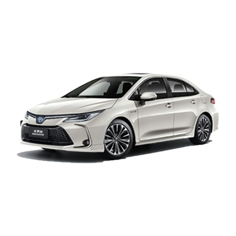A white Toyota Corolla sedan.