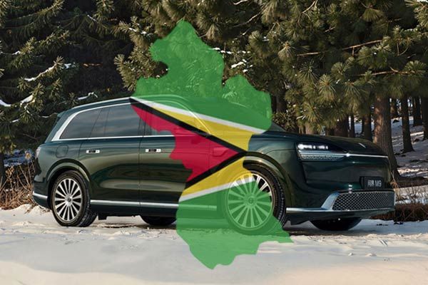 Side view of AITO M9 Spruce Green