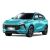 A turquoise Fengon SUV with a black roof, captured at a dynamic angle against a plain white background, emphasizing its modern, sleek design and eye-catching color.