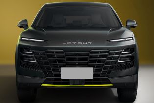 Front view of a dark - colored Jetour car.