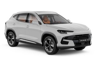 A white Jetour Dashing SUV with orange interior seats.