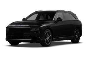 A black Xpeng electric SUV with a sleek, modern design.
