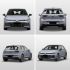 Four views (front, rear, side - rear, side - front) of a light gray Volkswagen Golf hatchback.