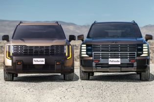 2027 Kia Telluride vs. Hyundai Palisade (front view)