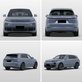 Four views (front, rear, side - rear, side - front) of a light blue SUV.