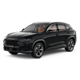 A black Jetour Dashing SUV with orange interior seats.