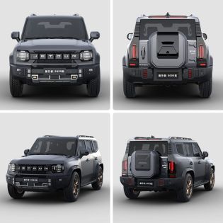 Multiple views of a gray Jetour off - road vehicle.