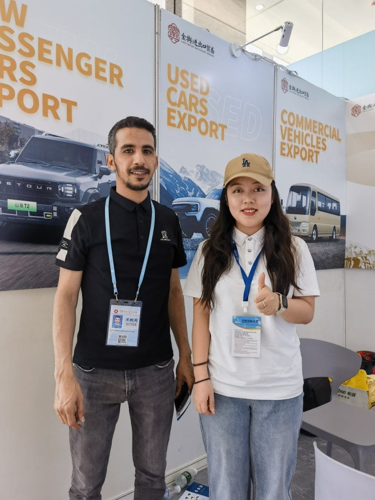 jinyu at the 4th new energy vehicles export expo Group photo with Algeria customers