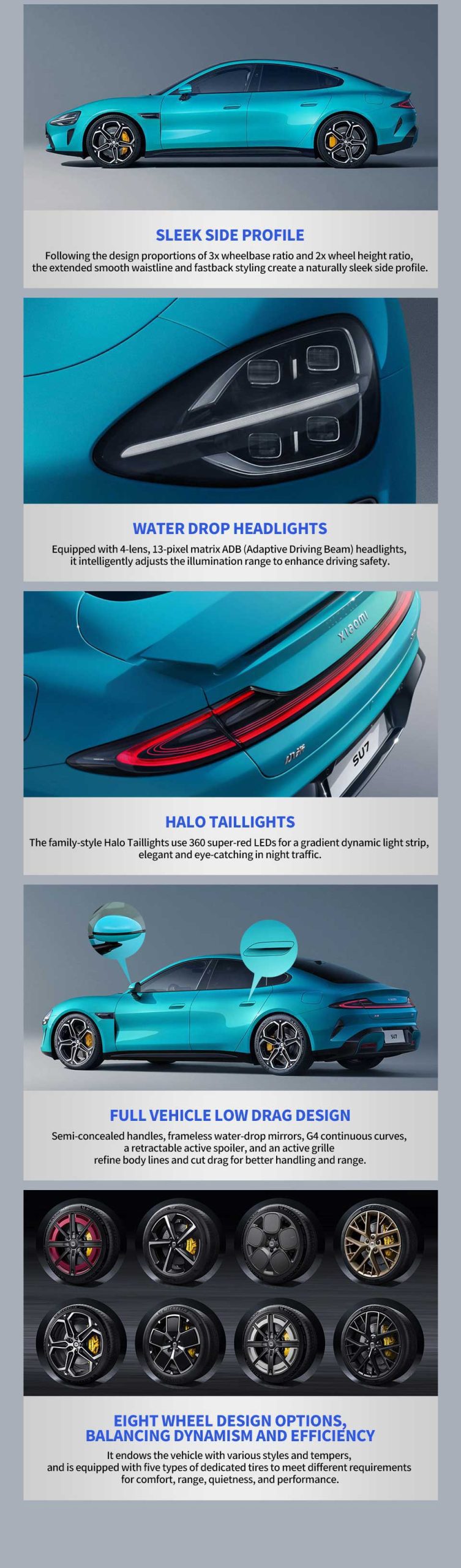 car body detail of 2024 Xiaomi SU7 RWD 700km Electric Sedan