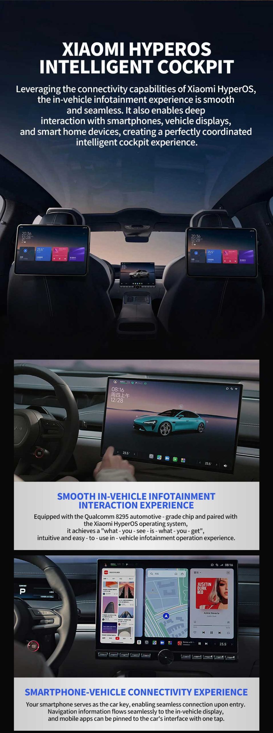 intelligent cabin of 2024 Xiaomi SU7 RWD 700km Electric Sedan
