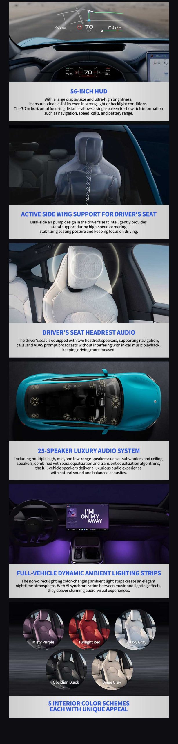interior of 2024 Xiaomi SU7 RWD 700km Electric Sedan