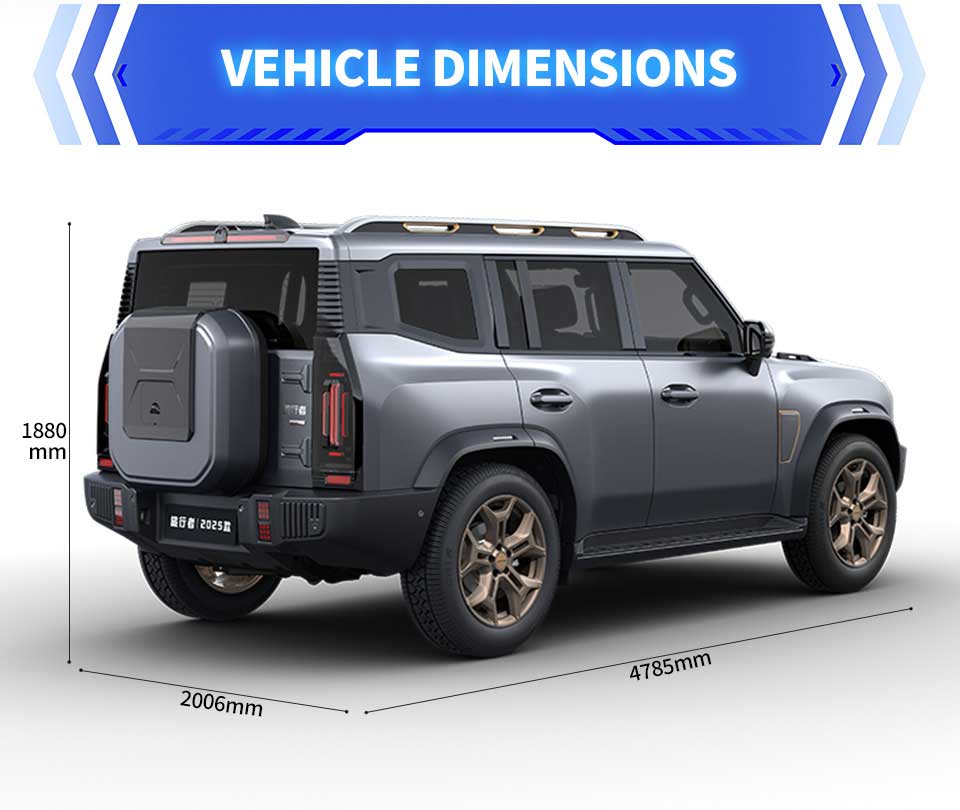dimensions of 2025 New Chery Jetour Traveler T2 1.5TD Petrol SUV