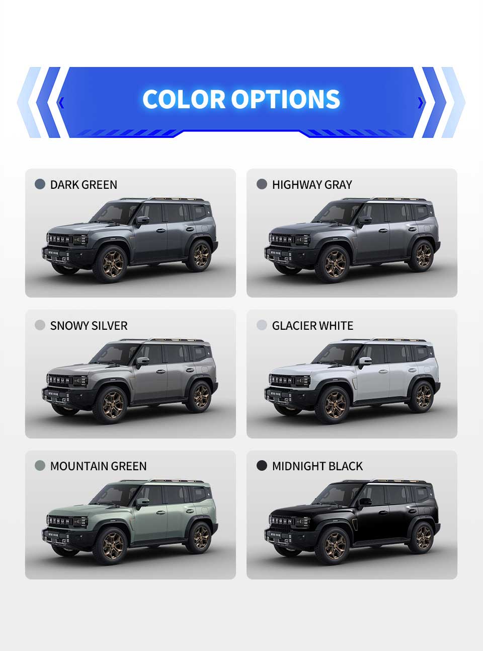 colors of Chery Jetour Traveler T2 2025 Petrol 4WD SUV