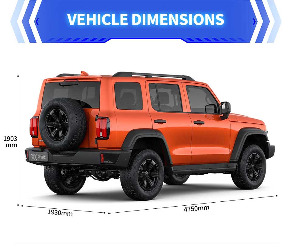 dimensions of GWM Tank 300 2025 Crossover Petrol SUV